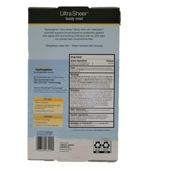 3 pk Neutrogena Ultra Sheer Body Mist Sunscreen Spray 5 oz ea SPF 70 UVA UVB NEW - Picture 4 of 8